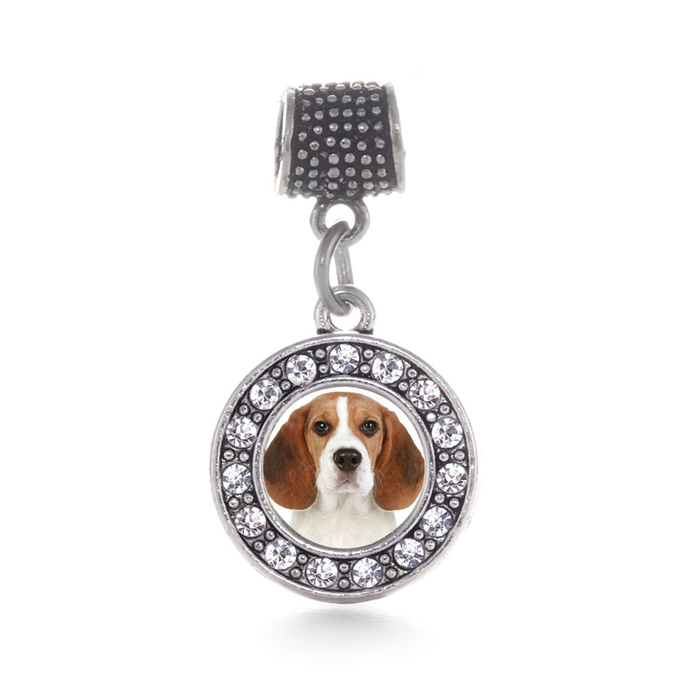 Silver Beagle Face Circle Memory Charm