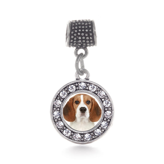 Silver Beagle Face Circle Memory Charm