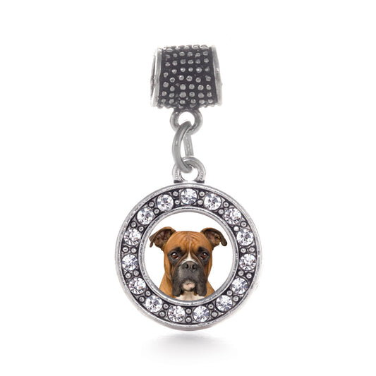 Silver Boxer Face Circle Memory Charm