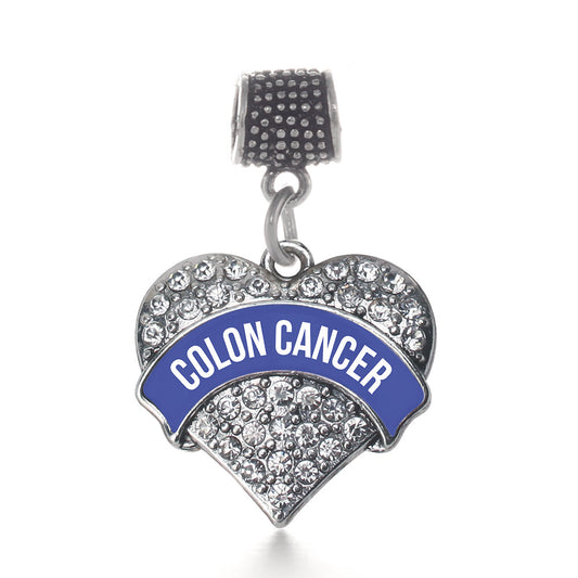 Silver Colon Cancer Awareness Pave Heart Memory Charm