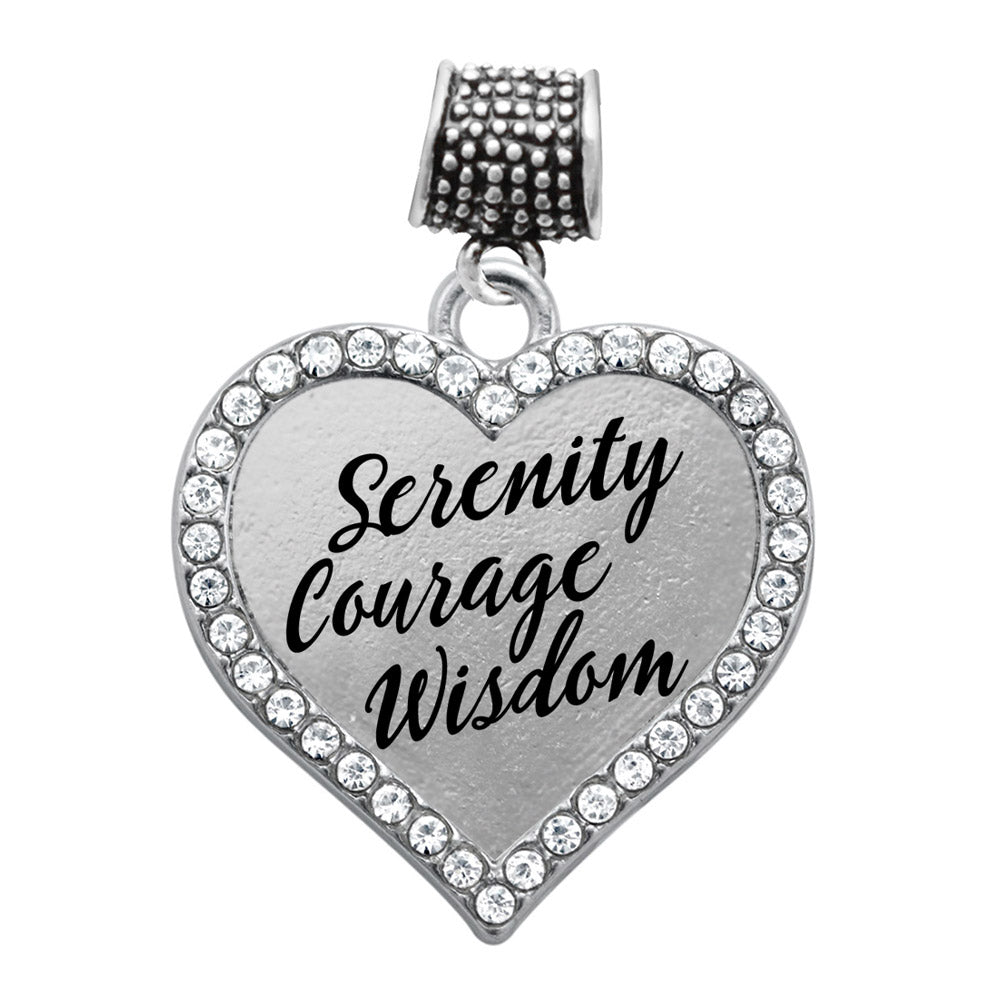 Silver Serenity Prayer Open Heart Memory Charm