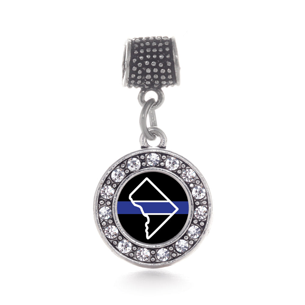 Silver District of Columbia Thin Blue Line Circle Memory Charm
