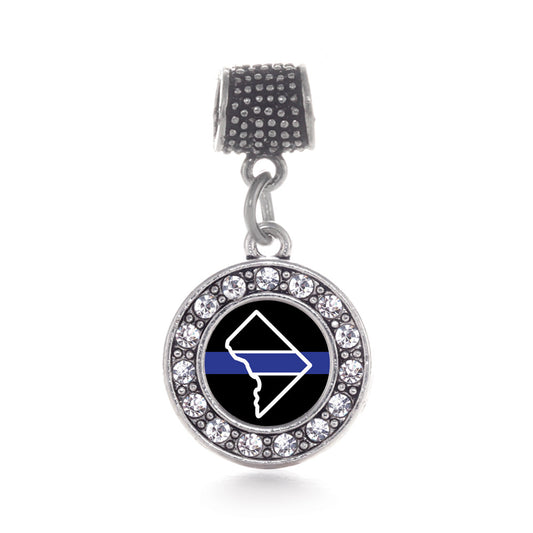 Silver District of Columbia Thin Blue Line Circle Memory Charm
