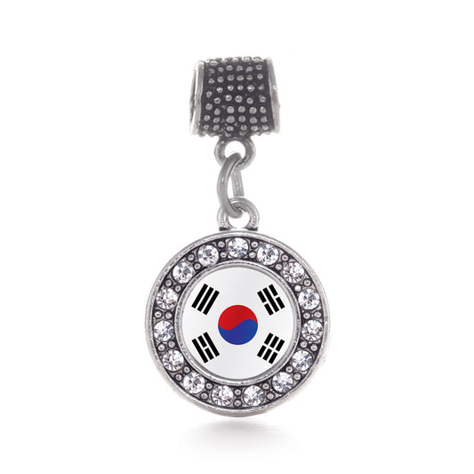 Silver Republic of Korea Flag Circle Memory Charm