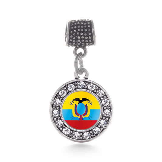 Silver Ecuador Flag Circle Memory Charm
