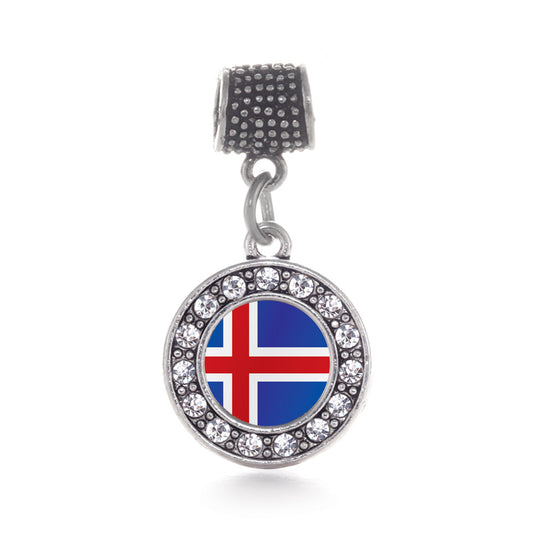 Silver Iceland Flag Circle Memory Charm