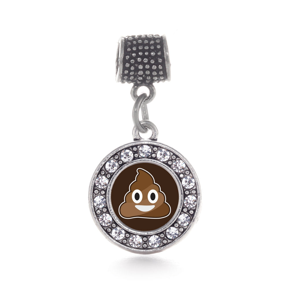 Silver Poop Emoji Circle Memory Charm