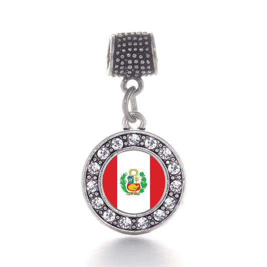 Silver Peru Flag Circle Memory Charm