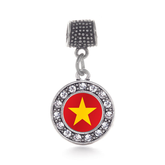 Silver Vietnam Flag Circle Memory Charm