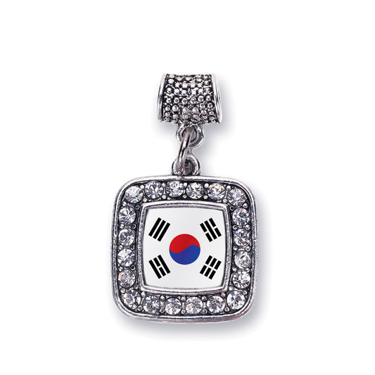 Silver Republic of Korea Flag Square Memory Charm