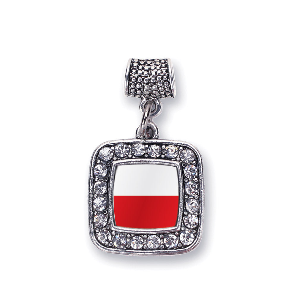 Silver Poland Flag Square Memory Charm
