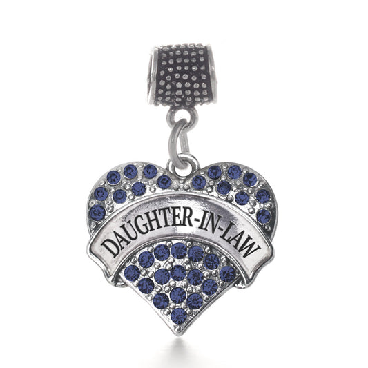 Silver Daughter-In-Law Blue Pave Heart Memory Charm