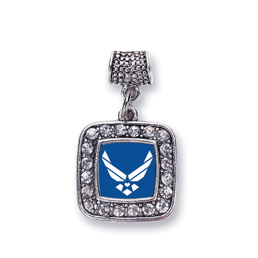 Silver Air Force Symbol Square Memory Charm