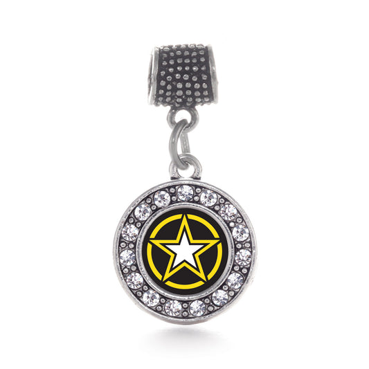Silver Army Star Circle Memory Charm