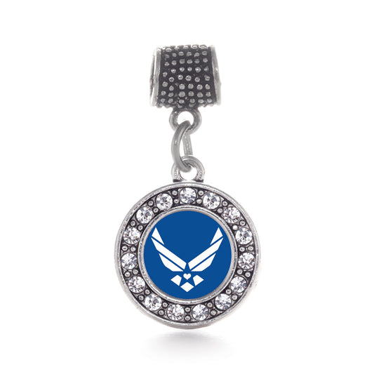 Silver Air Force Symbol Circle Memory Charm