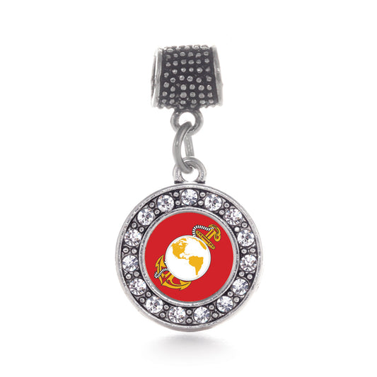 Silver Marine Symbol Circle Memory Charm