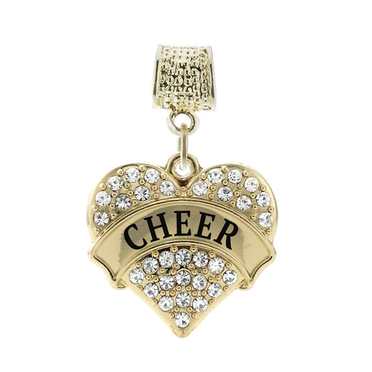 Gold Cheer Pave Heart Memory Charm