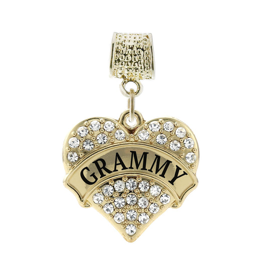 Gold Grammy Pave Heart Memory Charm