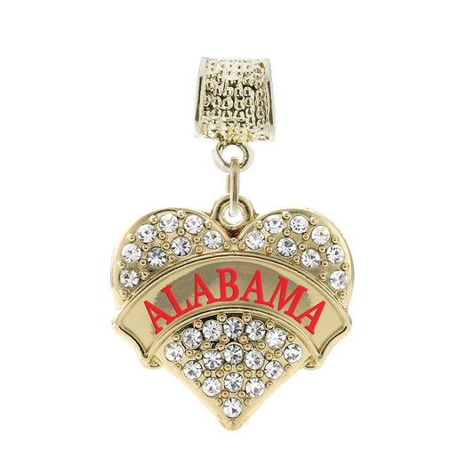Gold Alabama Pave Heart Memory Charm