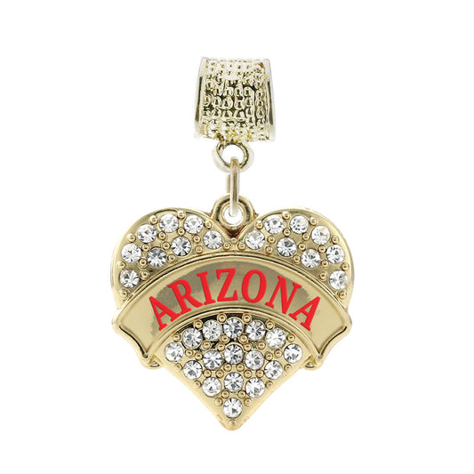 Gold Arizona Pave Heart Memory Charm