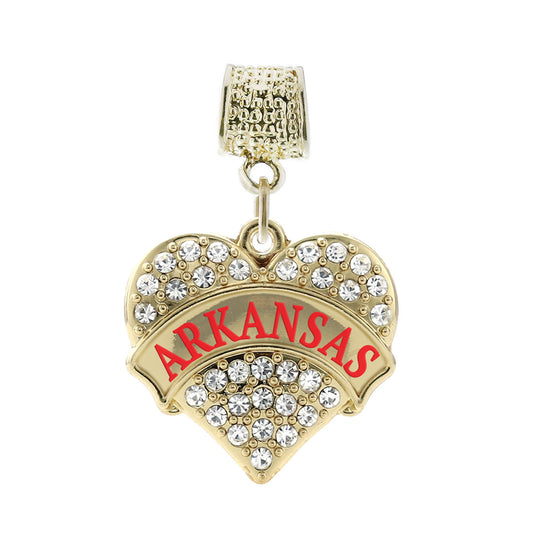 Gold Arkansas Pave Heart Memory Charm