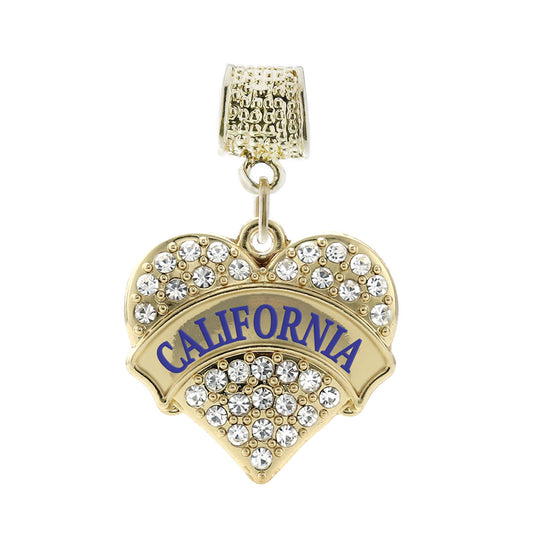 Gold California Pave Heart Memory Charm