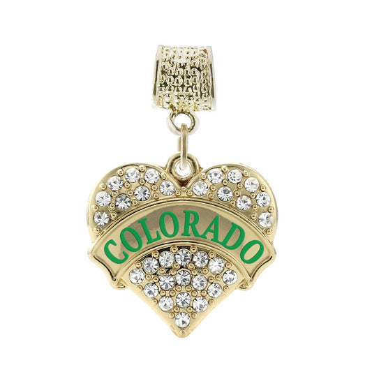 Gold Colorado Pave Heart Memory Charm