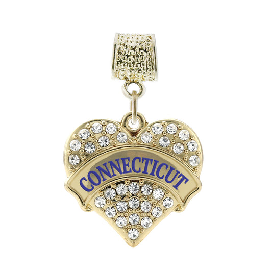 Gold Connecticut Pave Heart Memory Charm