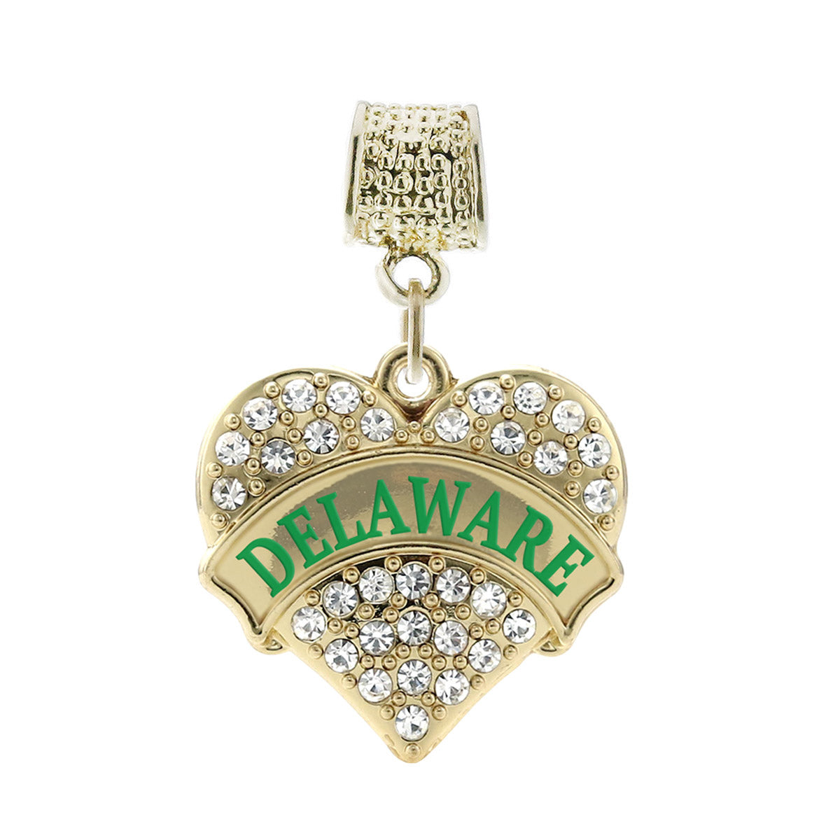 Gold Delaware Pave Heart Memory Charm
