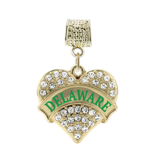 Gold Delaware Pave Heart Memory Charm