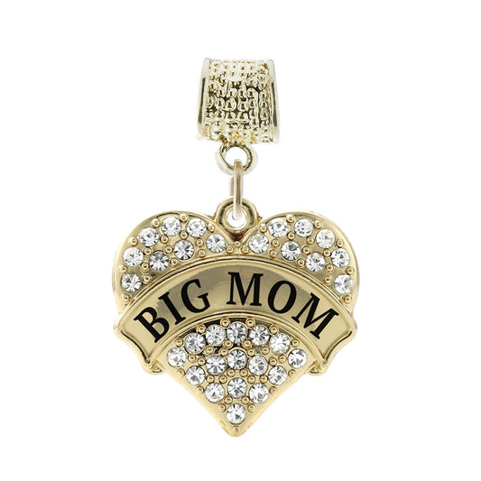 Gold Big Mom Pave Heart Memory Charm