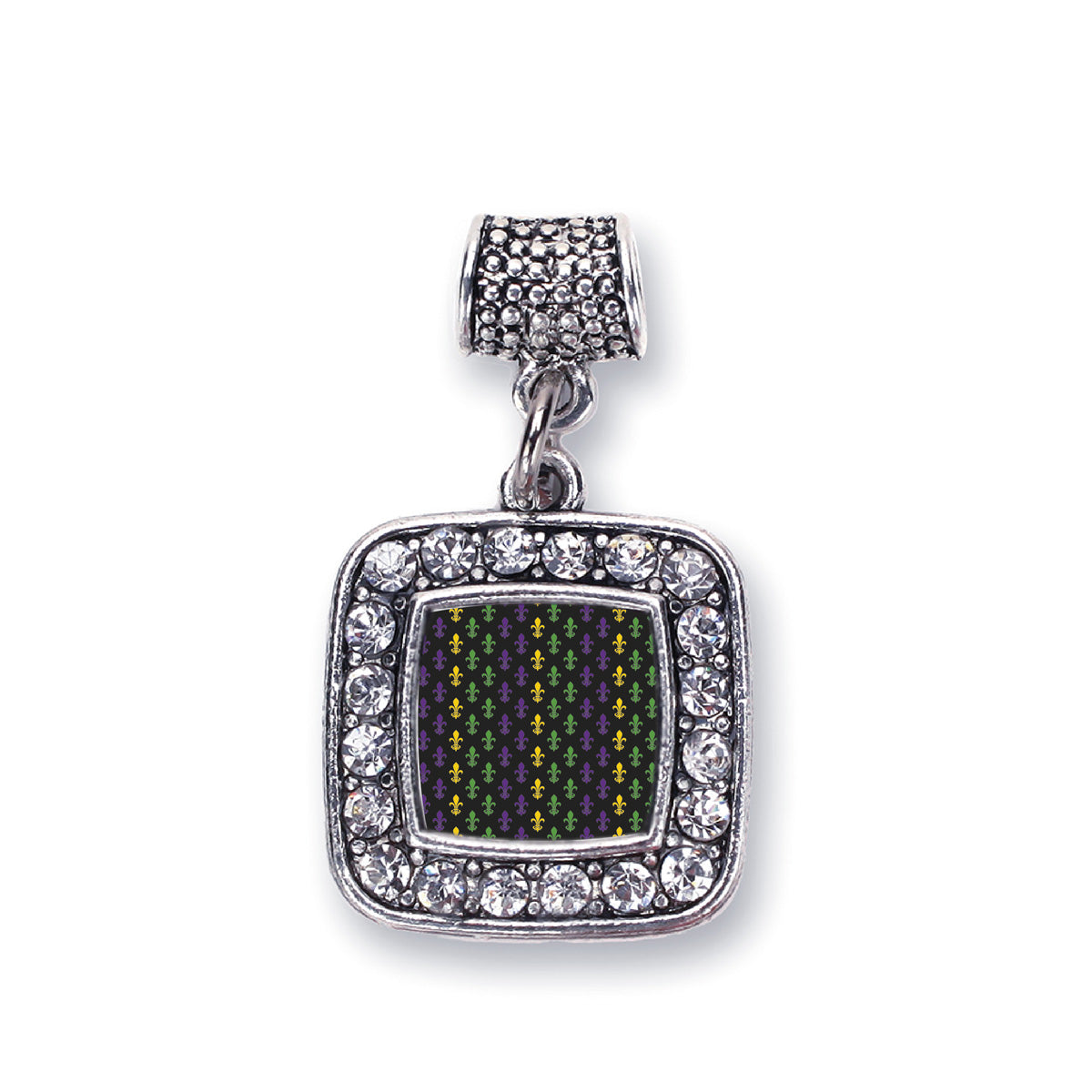 Silver Mardi Gras Pattern Square Memory Charm