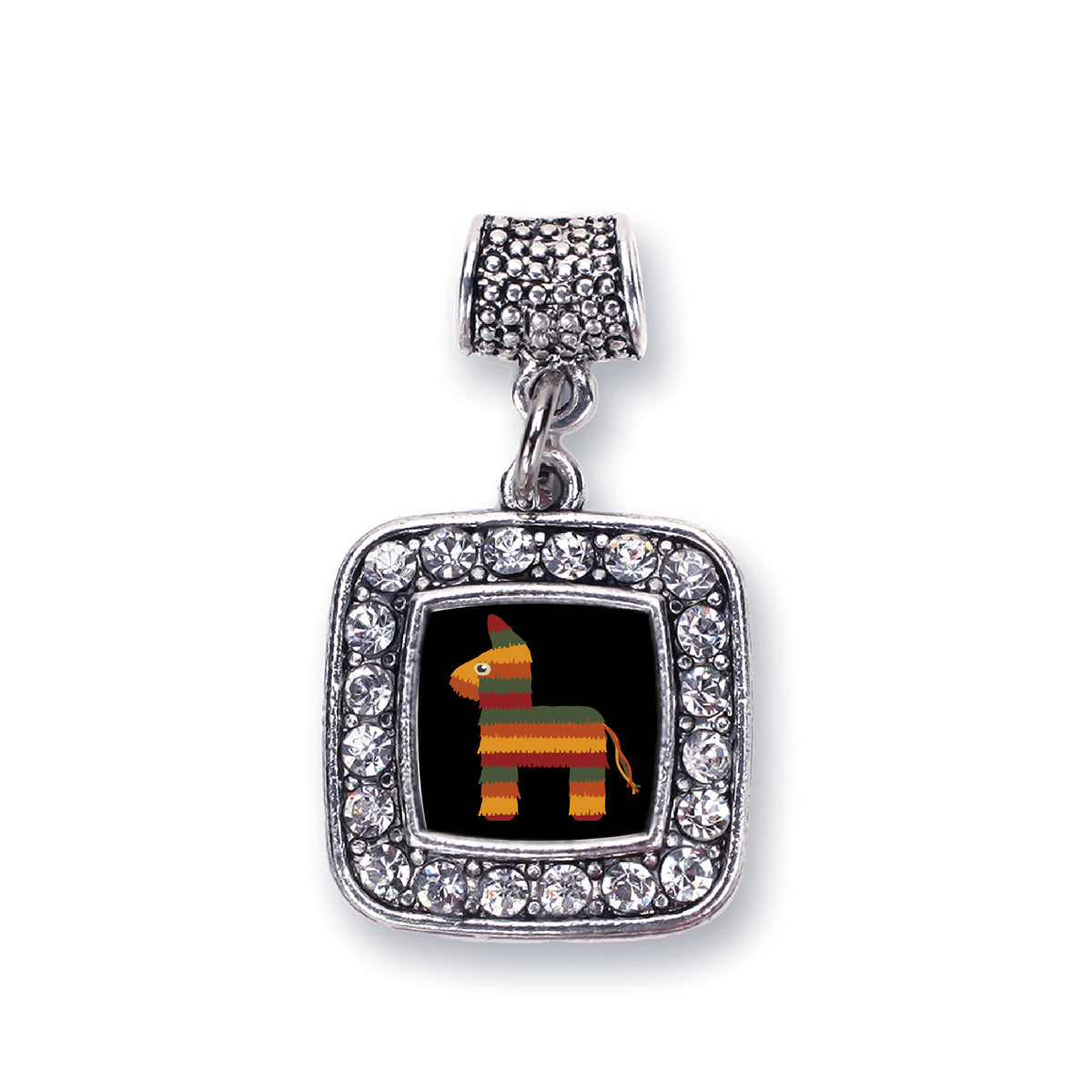 Silver Cute Piñata Square Memory Charm