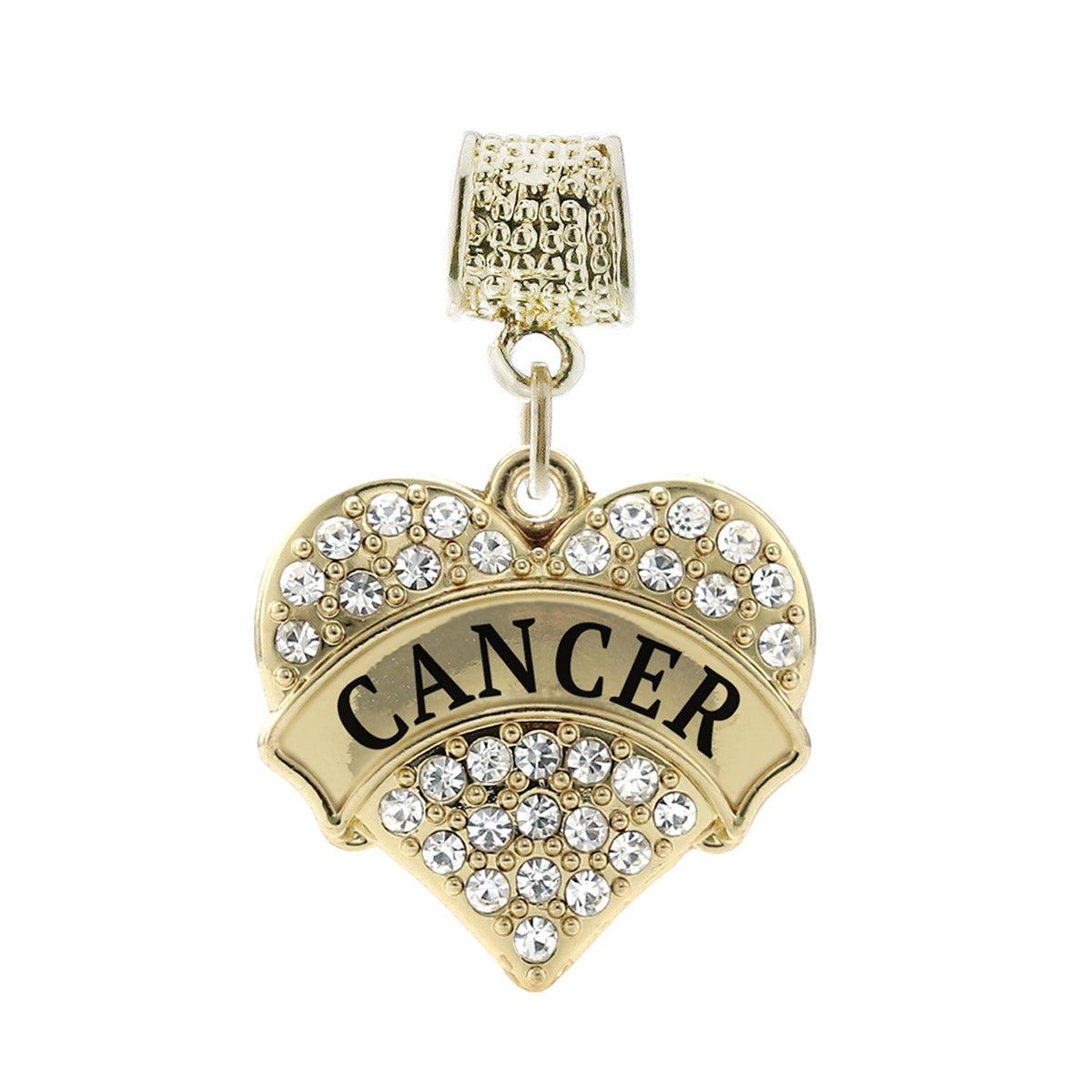 Gold Cancer Zodiac Pave Heart Memory Charm
