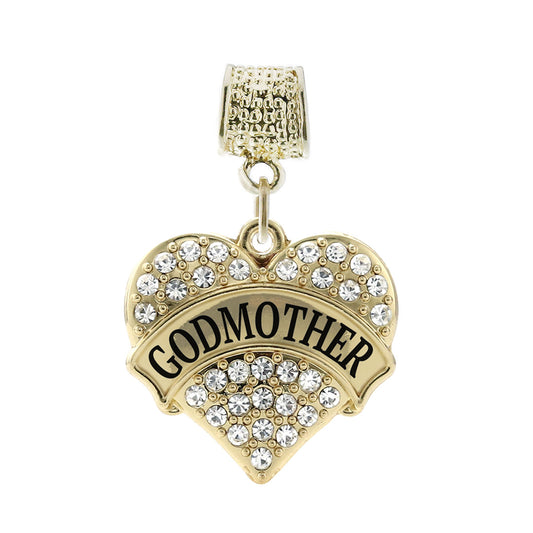 Gold Godmother Pave Heart Memory Charm