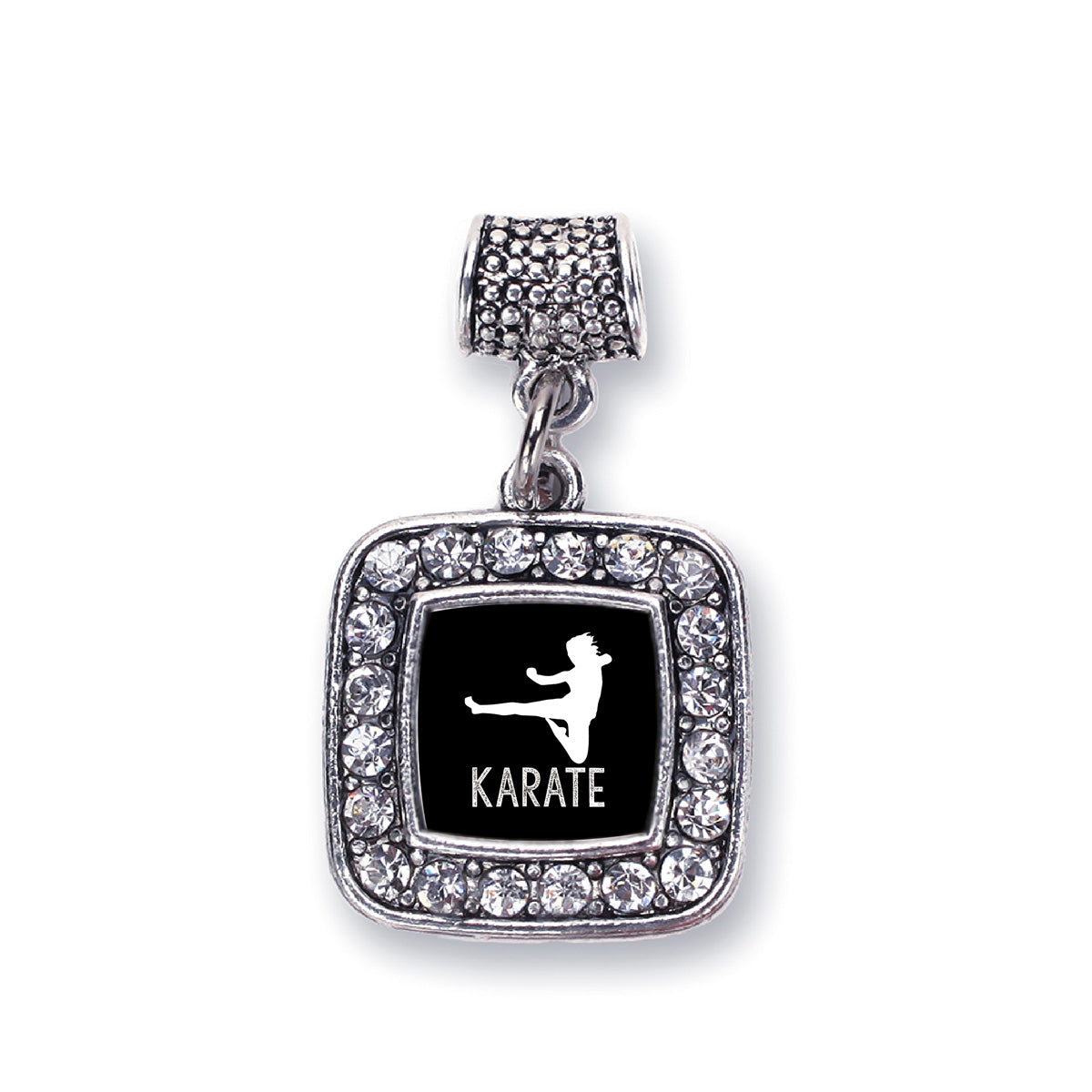 Silver Karate Square Memory Charm