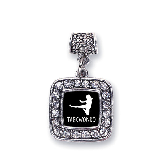 Silver Taekwondo Square Memory Charm