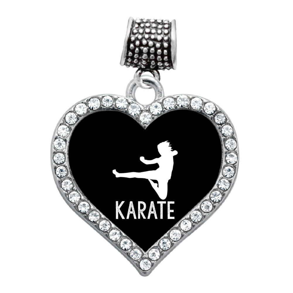 Silver Karate Open Heart Memory Charm