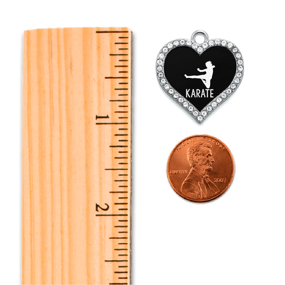 Silver Karate Open Heart Memory Charm
