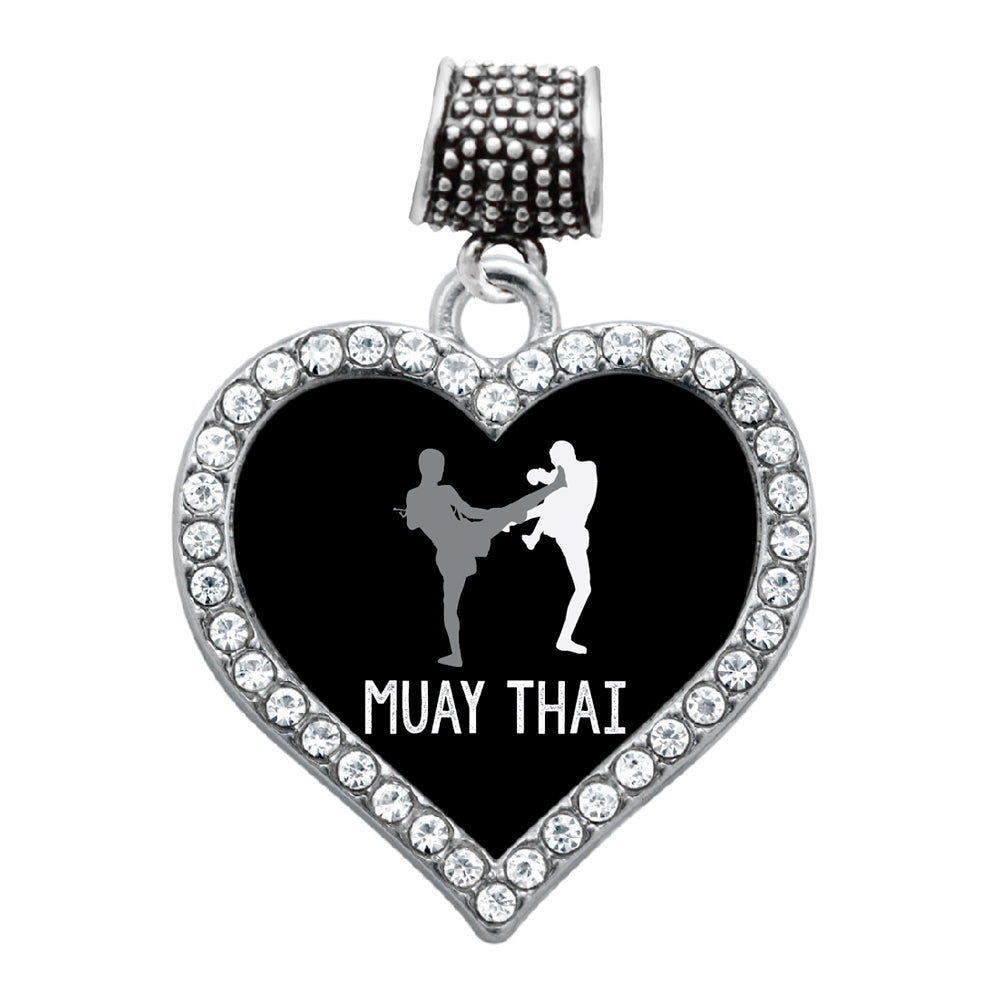 Silver Muay Thai Open Heart Memory Charm