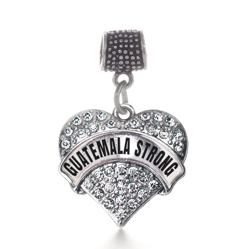 Silver Guatemala Strong Pave Heart Memory Charm