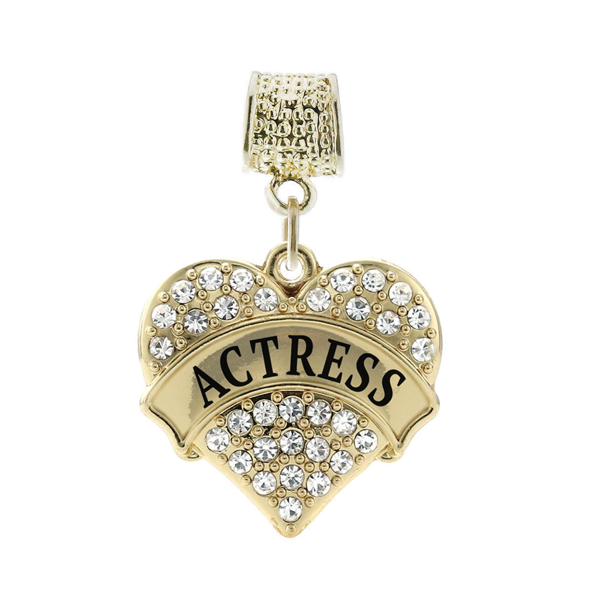 Gold Actress Pave Heart Memory Charm