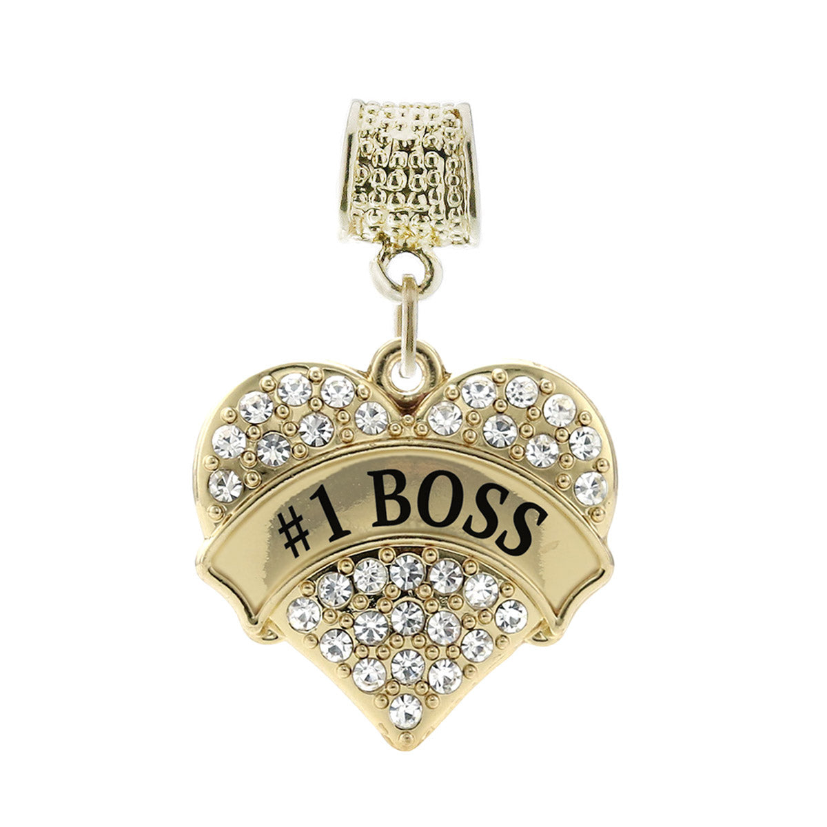 Gold #1 Boss Pave Heart Memory Charm