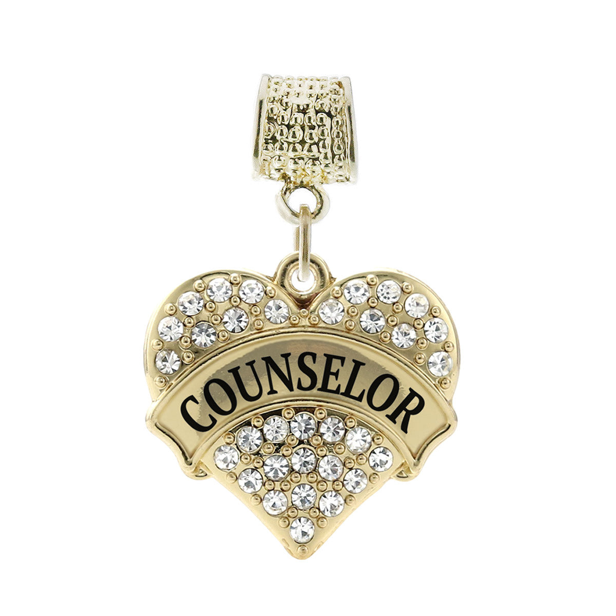 Gold Counselor Pave Heart Memory Charm