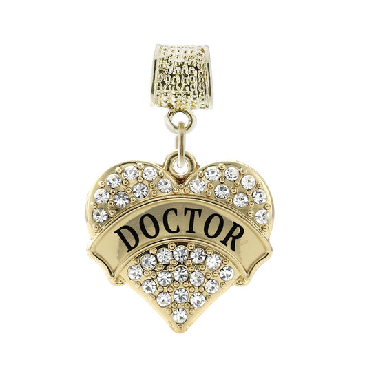Gold Doctor Pave Heart Memory Charm