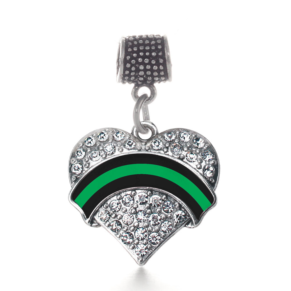 Silver Federal Agent Support Pave Heart Memory Charm