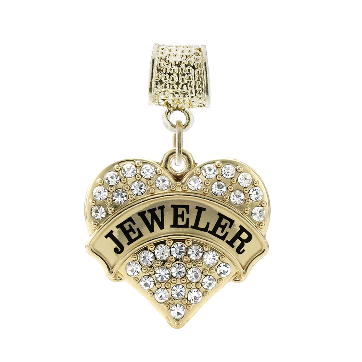 Gold Jeweler Pave Heart Memory Charm