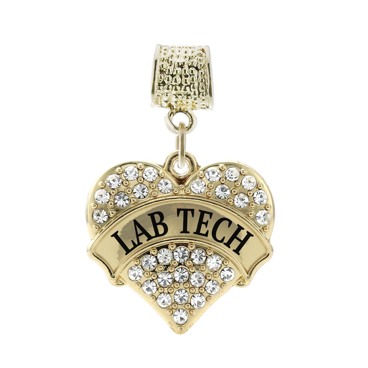 Gold Lab Tech Pave Heart Memory Charm