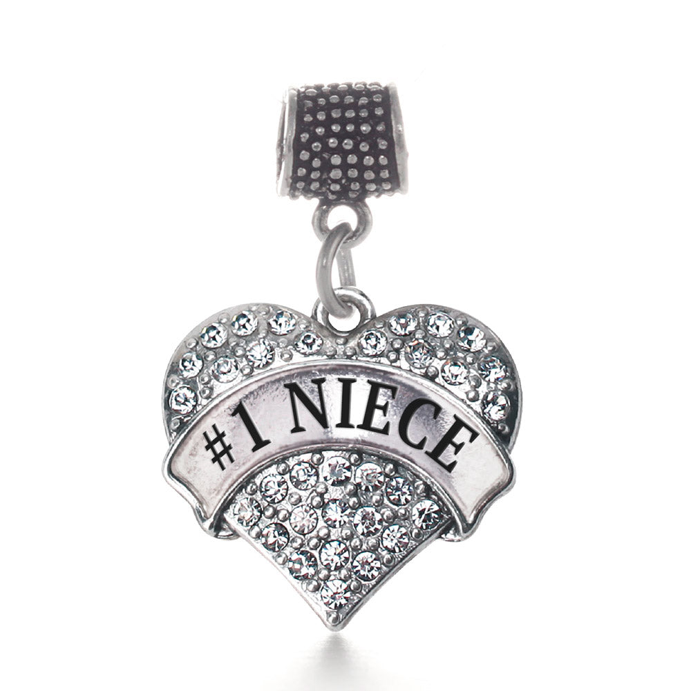 Silver #1 Niece Pave Heart Memory Charm
