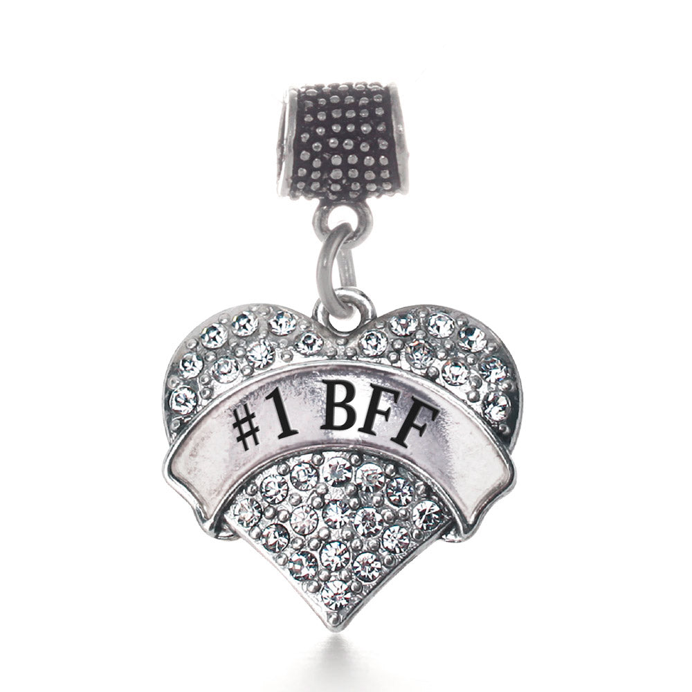 Silver #1 BFF Pave Heart Memory Charm